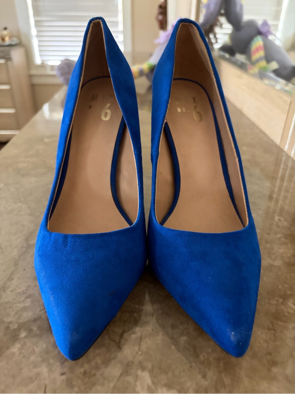 Vintage Y2K Classic Suede Pointed-Toe Stiletto Pumps Bright Blue - Picture 2 of 4